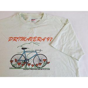 Vintage 1990s Bike Tee Freewheelers Anvil Red Stri